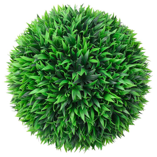 Bolas artificiais de buxo com luzes LED 2 pcs verde 47 cm