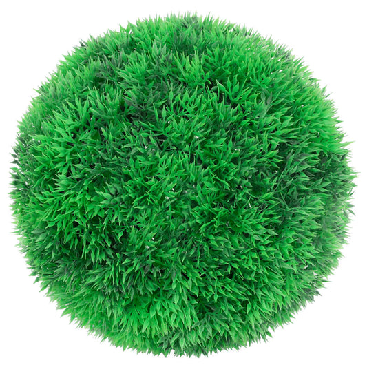 Bolas artificiais de buxo com luzes LED 2 pcs verde 22 cm