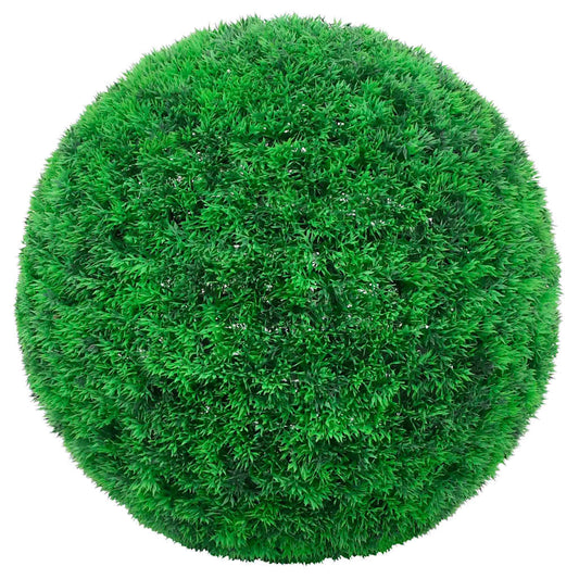 Bolas artificiais de buxo com luzes LED 2 pcs verde 52 cm