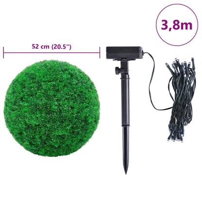 Bolas artificiais de buxo com luzes LED 2 pcs verde 52 cm