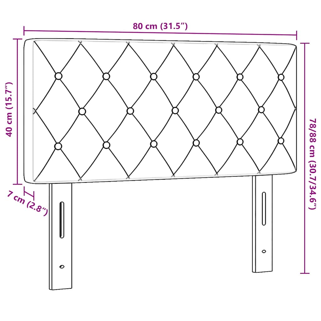 Cabeceira com cabeceira Cinzento-claro 80 cm Couro Sintético