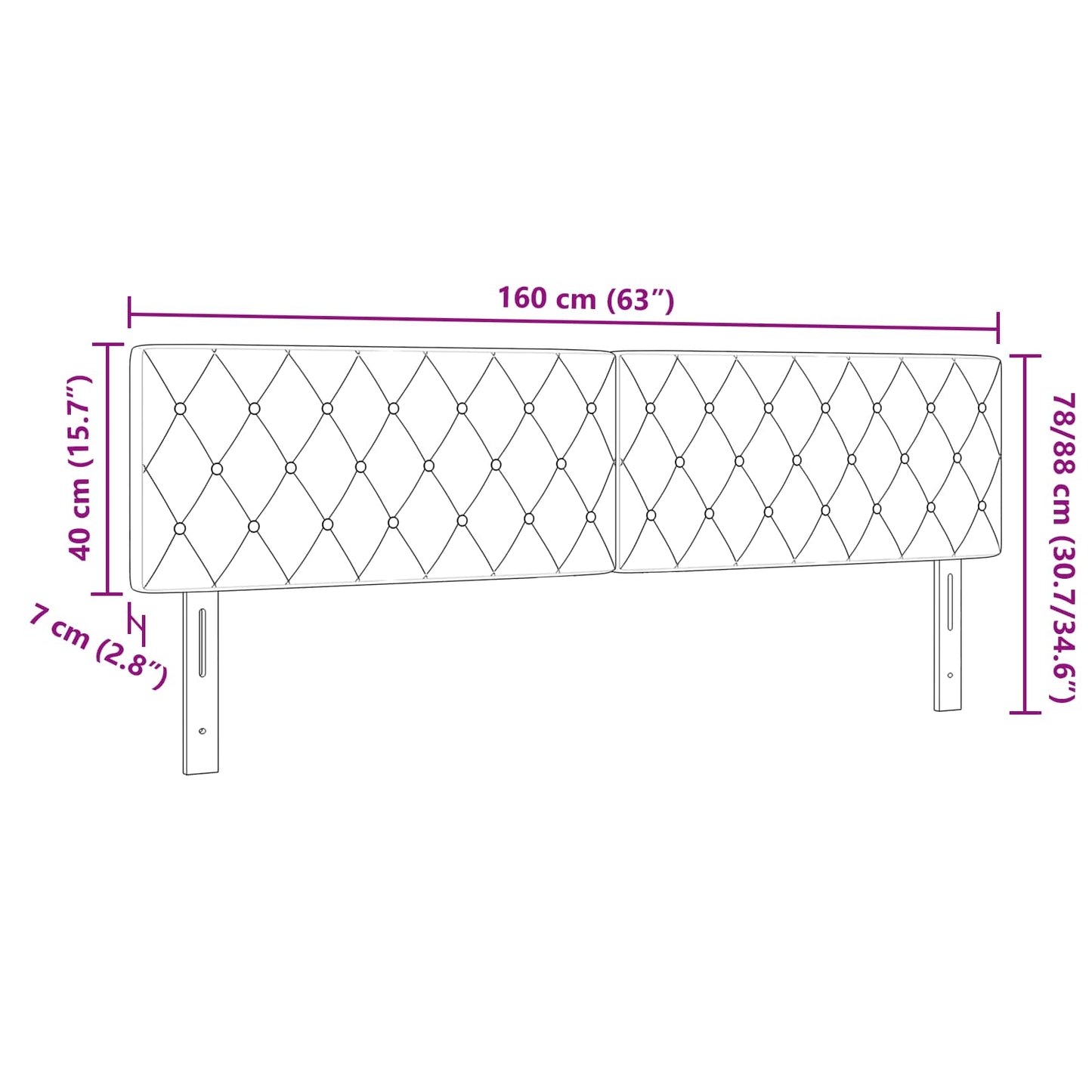 Cabeceira com cabeceira Cinza Escuro 160 cm Couro Sintético