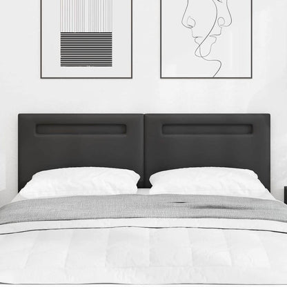 Cabeceira LED Preto 144 cm Couro Sintético