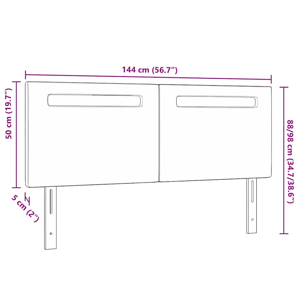 Cabeceira LED Preto 144 cm Couro Sintético