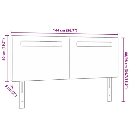 Cabeceira LED Preto 144 cm Couro Sintético