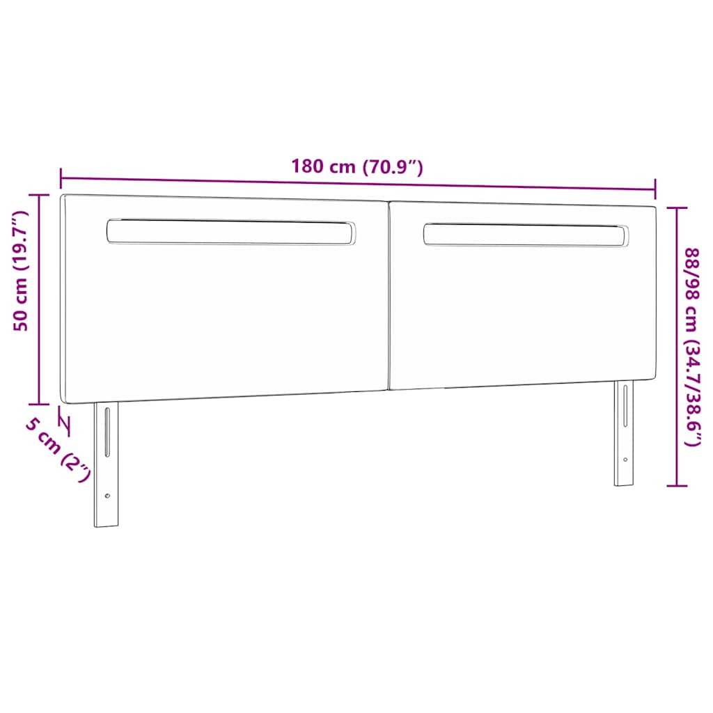 Cabeceira LED Preto 180 cm Couro Sintético