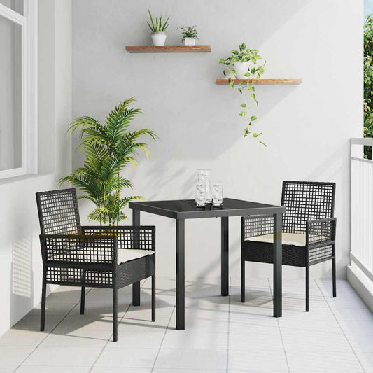 Cadeira de Jardim 2 pcs Preto 53 x 60 x 85cm vime PE