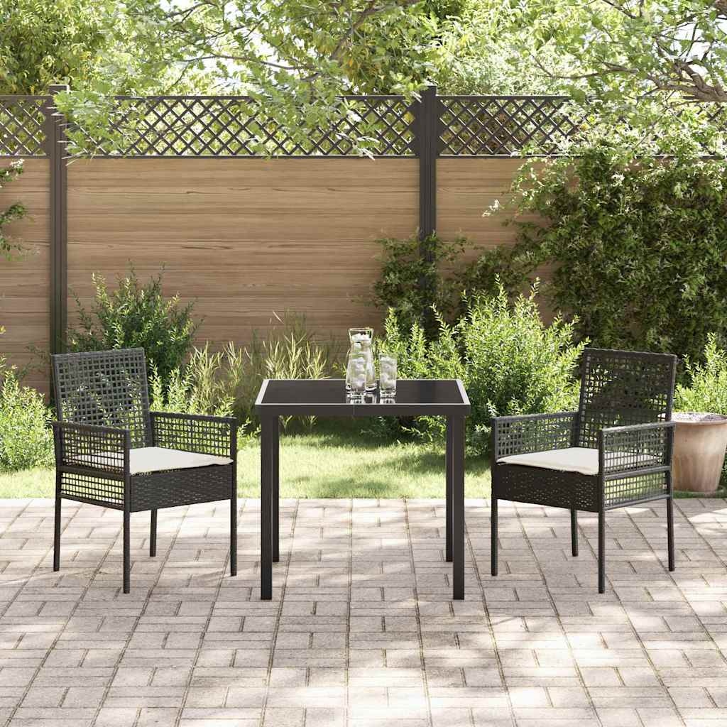 Cadeira de Jardim 2 pcs Preto 55 x 53 x 85 cm vime PE