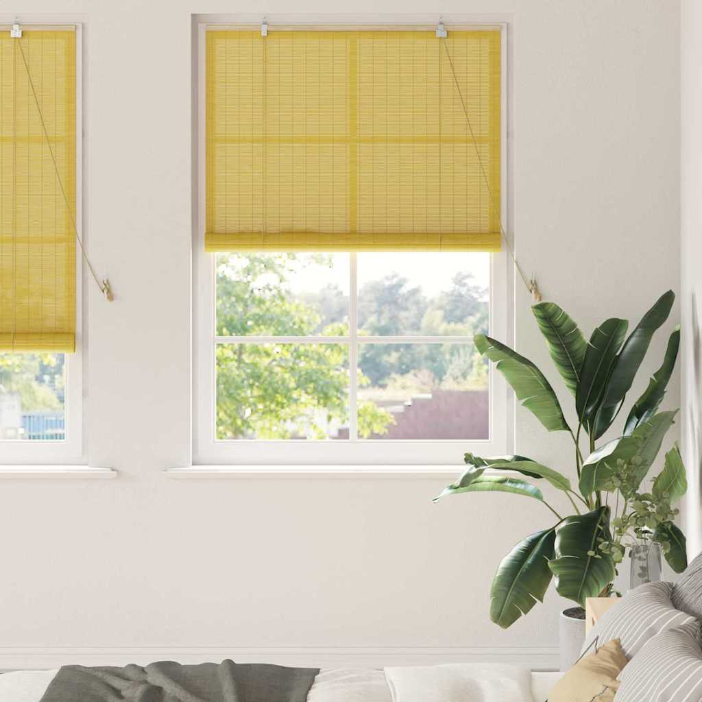 Estores de rolo com cortinas Manual Amarelo 100 x 220 cm Bambu