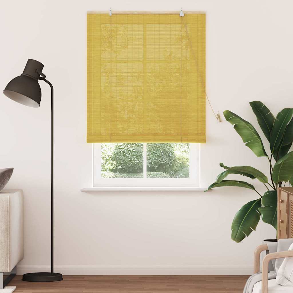Estores de rolo com cortinas Manual Amarelo 100 x 220 cm Bambu