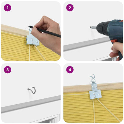 Estores de rolo com cortinas Manual Amarelo 140 x 160 cm Bambu