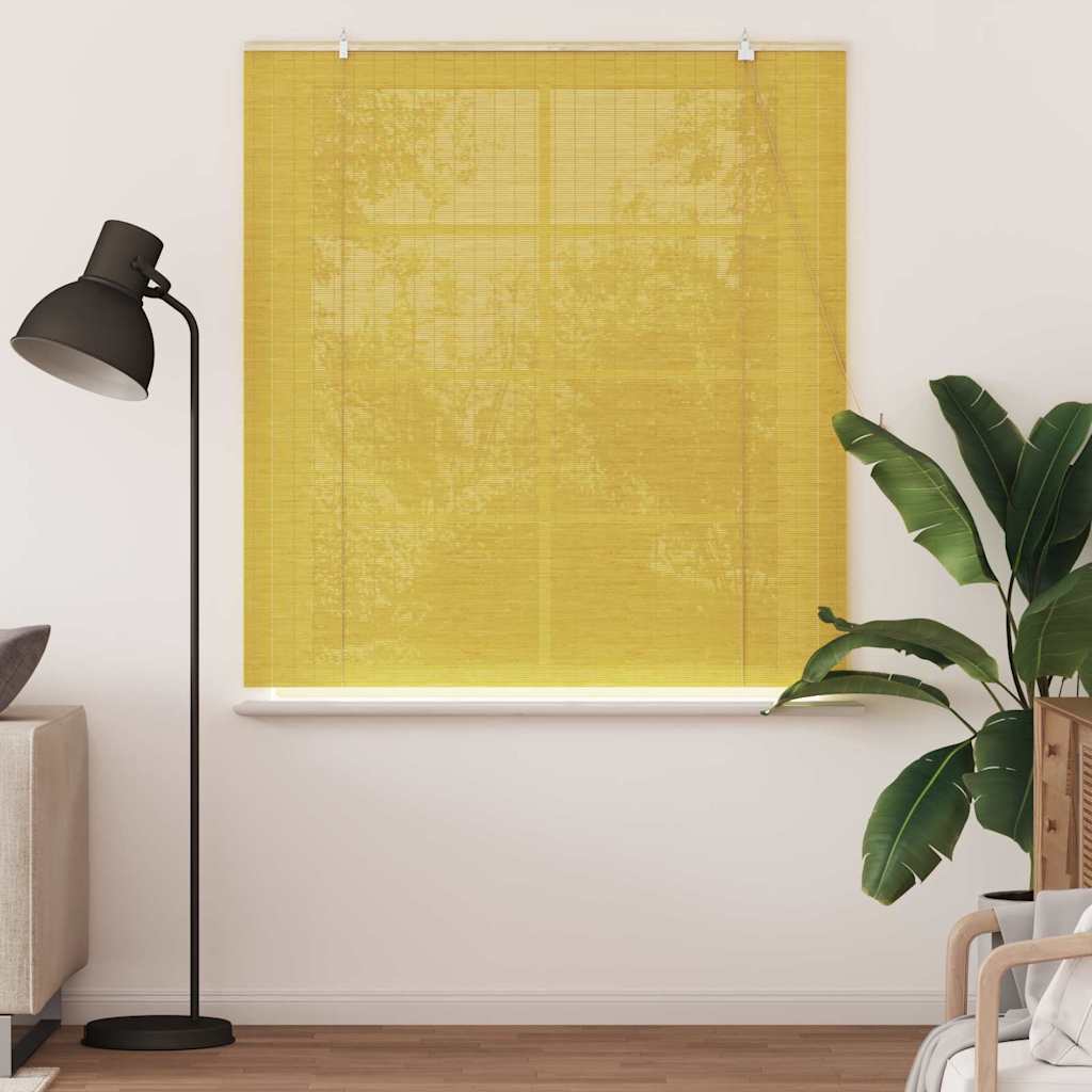 Estores de rolo com cortinas Manual Amarelo 140 x 160 cm Bambu