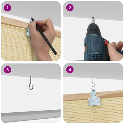 Estores de rolo com cortinas Manual Natura 90 x 160 cm Bambu