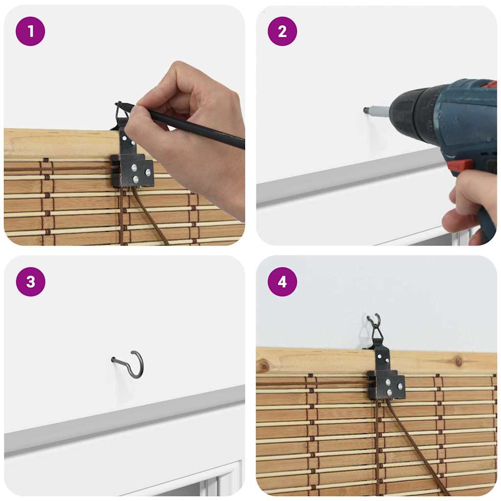 Estores de rolo com cortinas Manual Natura 120 x 220 cm Bambu