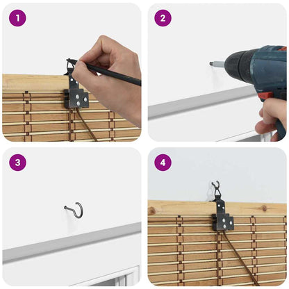 Estores de rolo com cortinas Manual Natura 120 x 220 cm Bambu