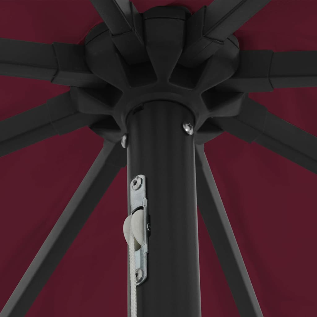 Guarda-sol de Jardim Vermelho Bordeaux 395 x 395 x 245 cm