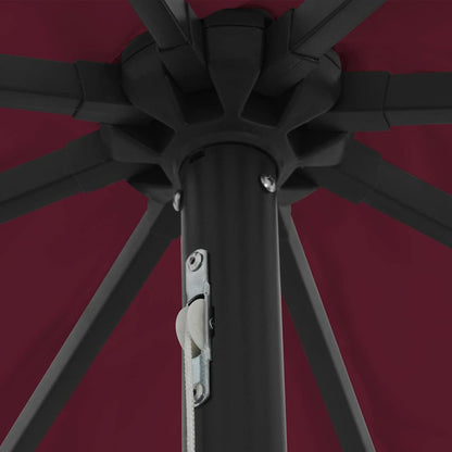Guarda-sol de Jardim Vermelho Bordeaux 395 x 395 x 245 cm