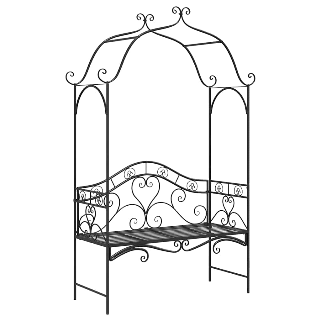 Banco de jardim Preto 121 x 48 x 200 cm Aço