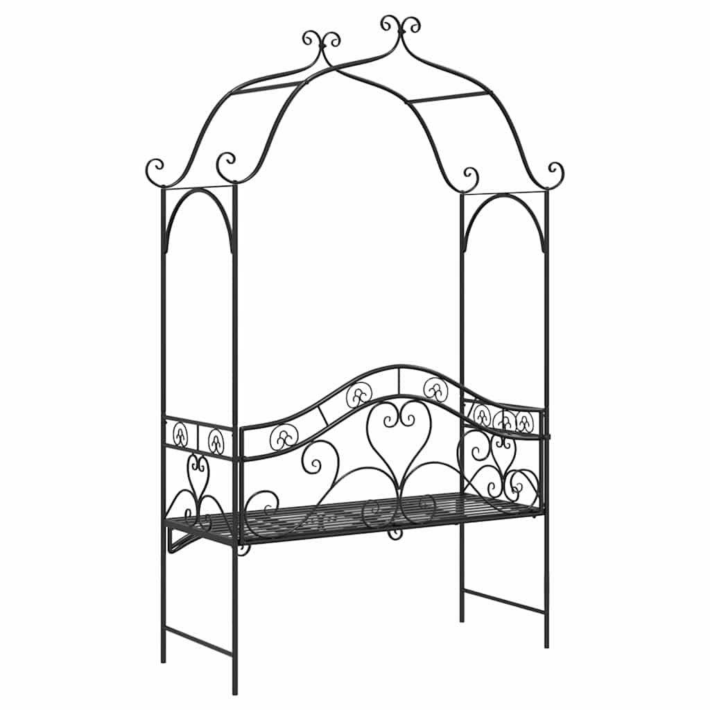 Banco de jardim Preto 121 x 48 x 200 cm Aço