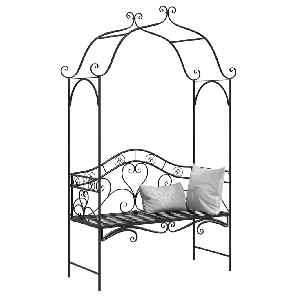 Banco de jardim Preto 121 x 48 x 200 cm Aço