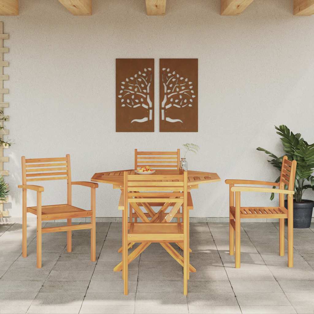 Cadeiras empilháveis para jardim 4 pcs Castanho