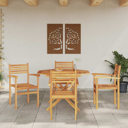 Cadeiras empilháveis para jardim 4 pcs Castanho