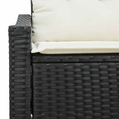 Sofá de jardim com almofada Preto 123 x 62 x 69cm vime PE