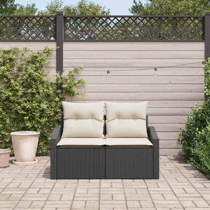 Sofá de jardim com almofada Preto 123 x 62 x 69cm vime PE