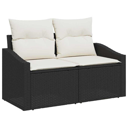 Sofá de jardim com almofada Preto 123 x 62 x 69cm vime PE