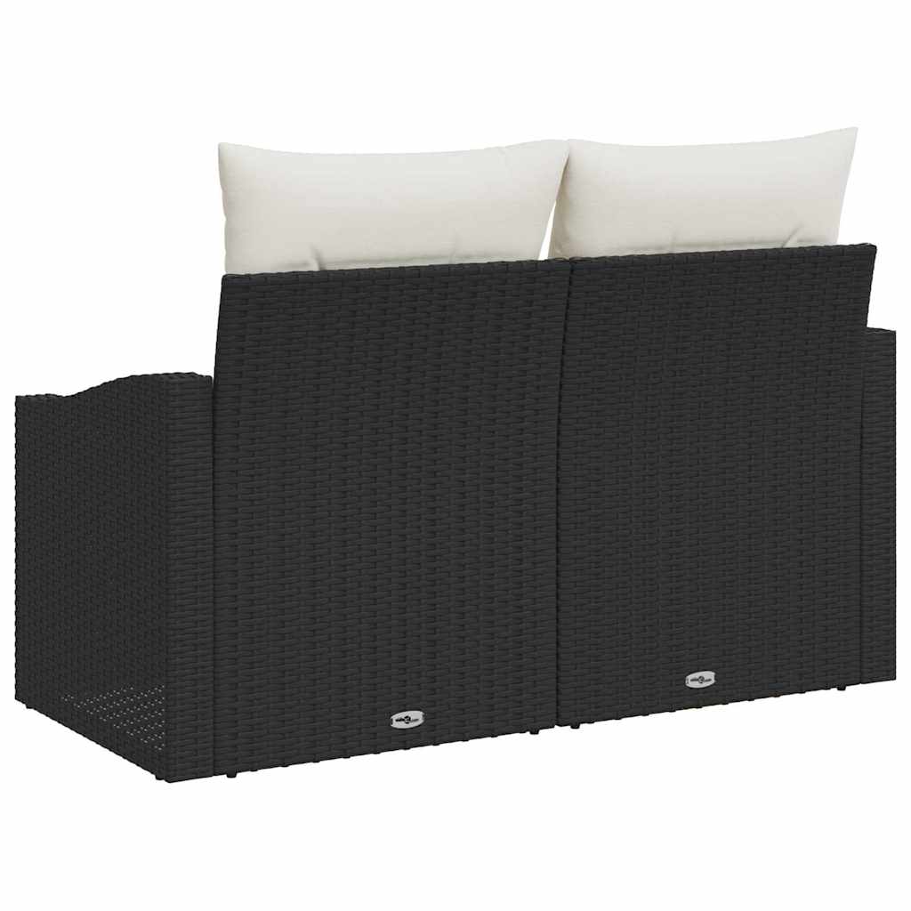 Sofá de jardim com almofada Preto 123 x 62 x 69cm vime PE