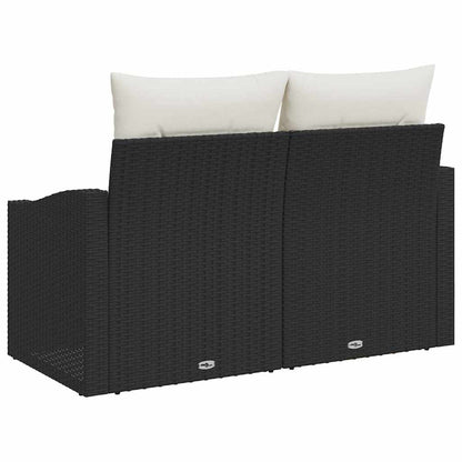 Sofá de jardim com almofada Preto 123 x 62 x 69cm vime PE