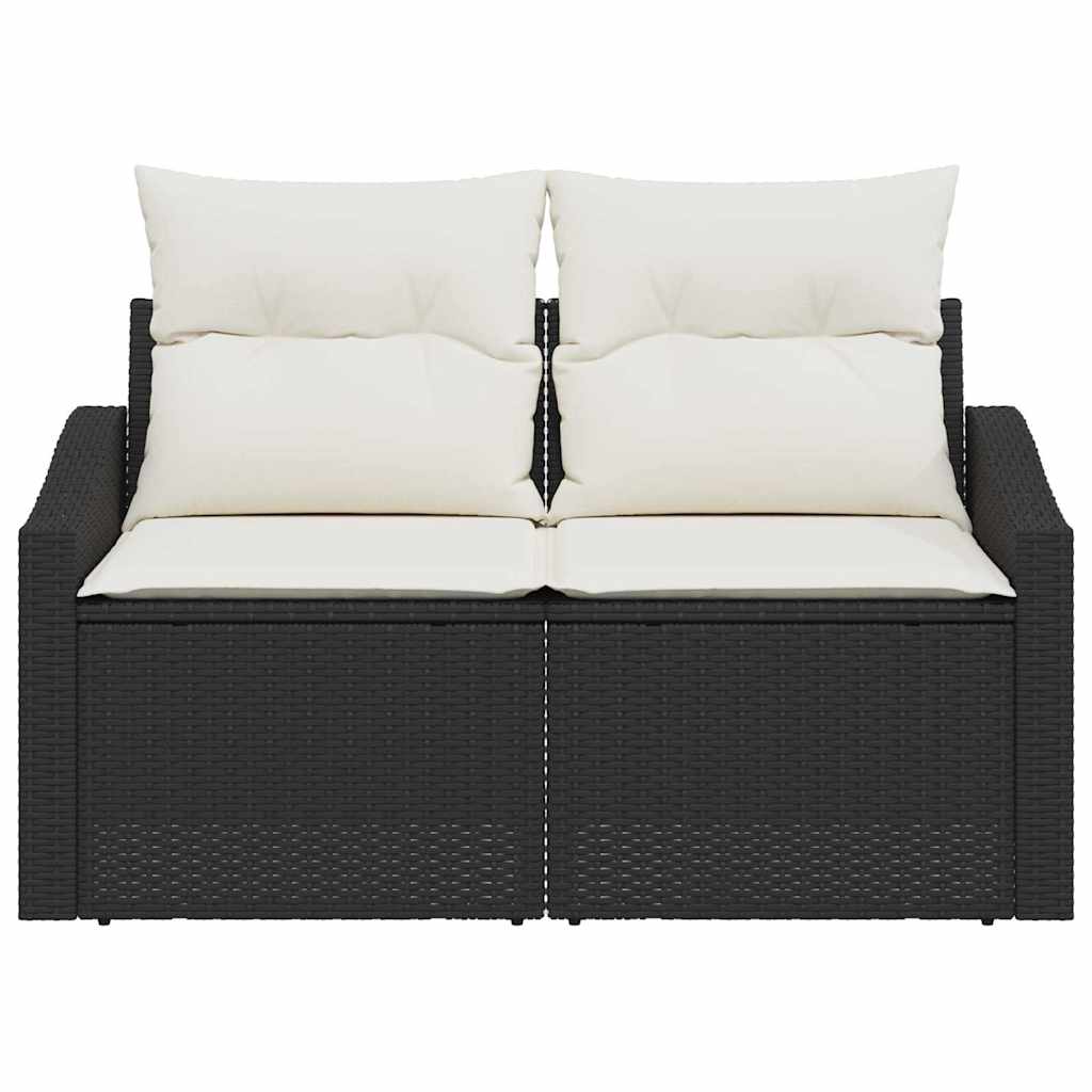 Sofá de jardim com almofada Preto 123 x 62 x 69cm vime PE