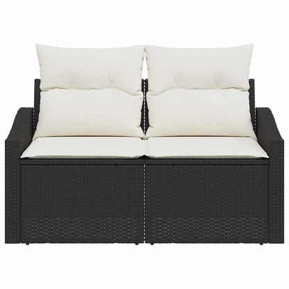 Sofá de jardim com almofada Preto 123 x 62 x 69cm vime PE