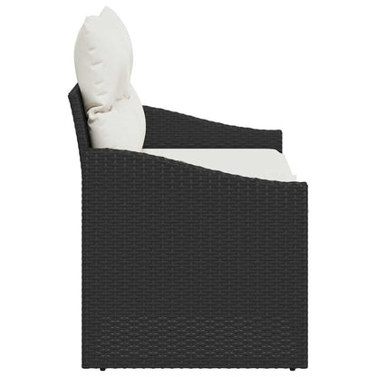 Sofá de jardim com almofada Preto 123 x 62 x 69cm vime PE