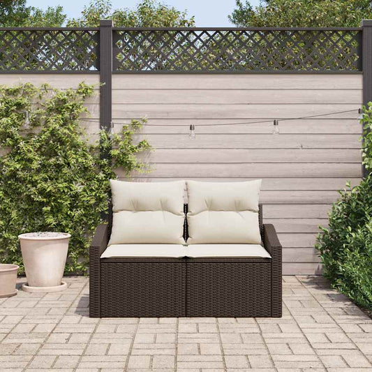 Sofá de jardim com almofada Castanho 123 x 62 x 69cm vime PE