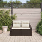 Sofá de jardim com almofada Castanho 123 x 62 x 69cm vime PE