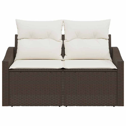 Sofá de jardim com almofada Castanho 123 x 62 x 69cm vime PE
