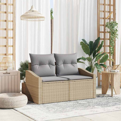 Sofá de jardim com almofada Bege 123 x 62 x 69cm vime PE