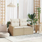 Sofá de jardim com almofada Bege 123 x 62 x 69cm vime PE