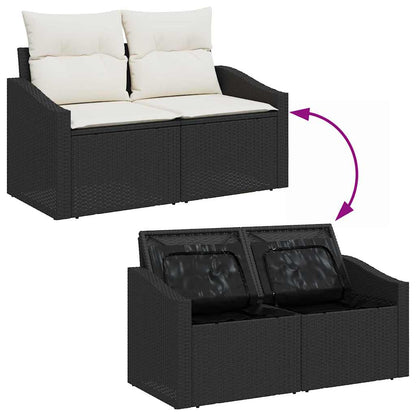 Sofá de jardim com almofada Preto 123 x 62 x 69cm vime PE