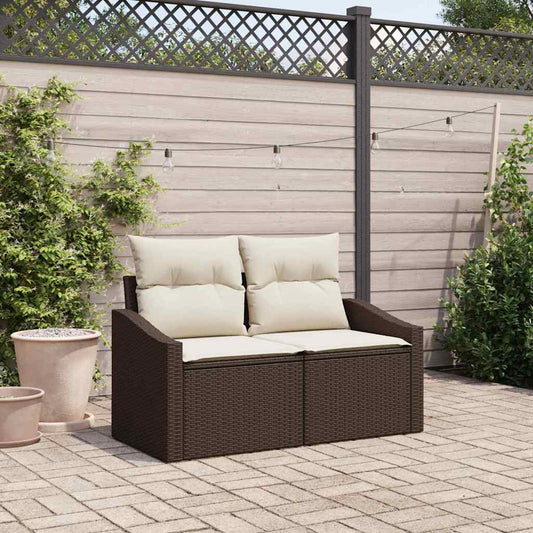 Sofá de jardim com almofada Castanho 123 x 62 x 69cm vime PE