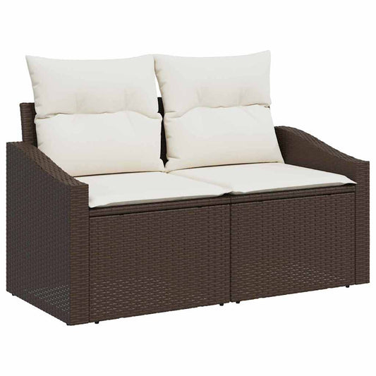 Sofá de jardim com almofada Castanho 123 x 62 x 69cm vime PE