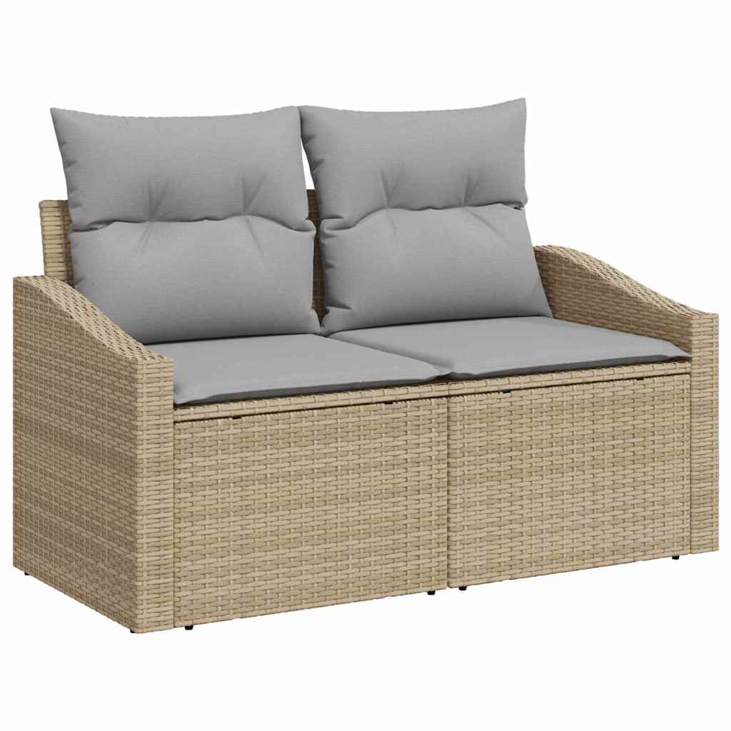 Sofá de jardim com almofada Bege 123 x 62 x 69cm vime PE
