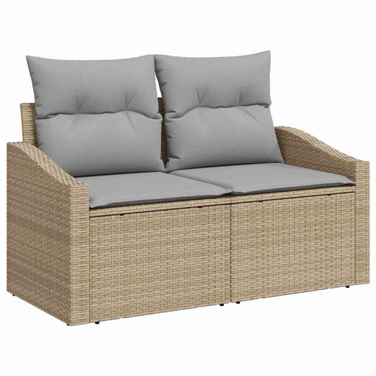 Sofá de jardim com almofada Bege 123 x 62 x 69cm vime PE