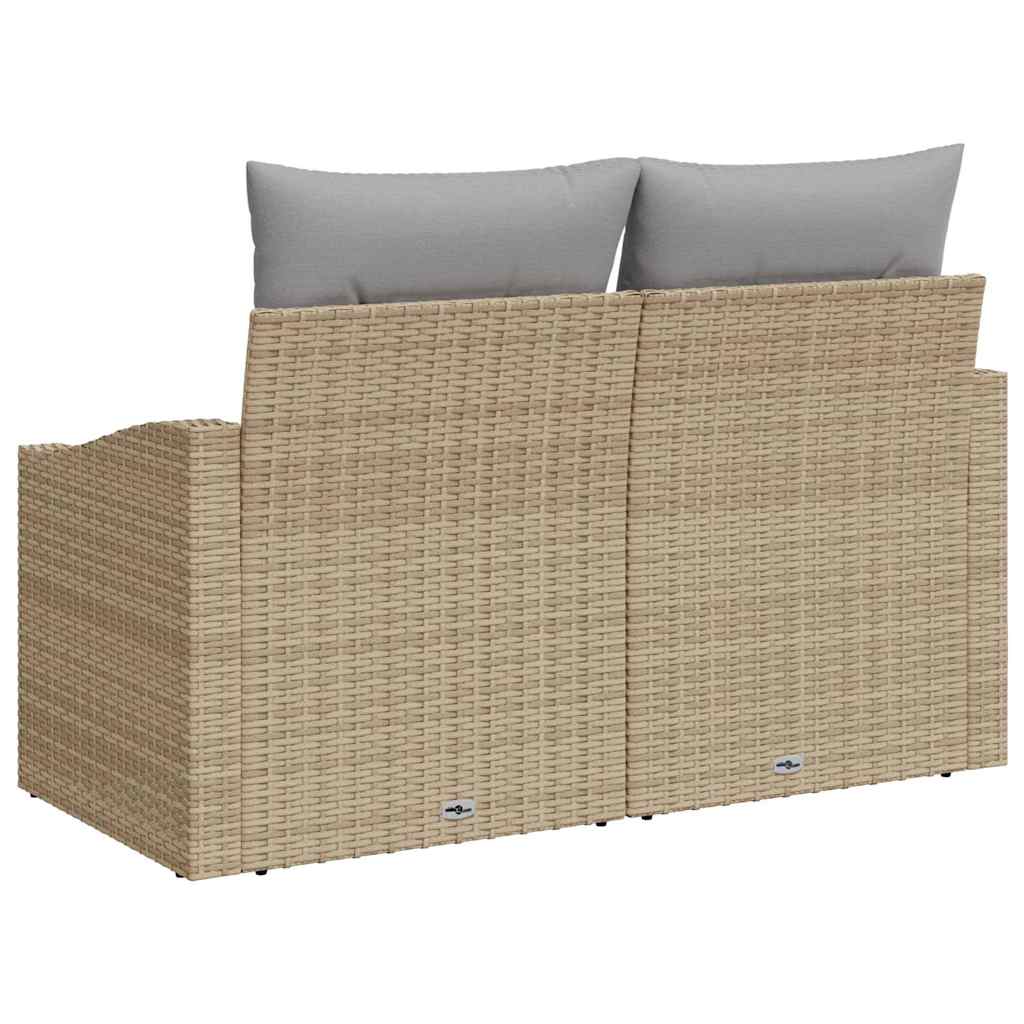 Sofá de jardim com almofada Bege 123 x 62 x 69cm vime PE
