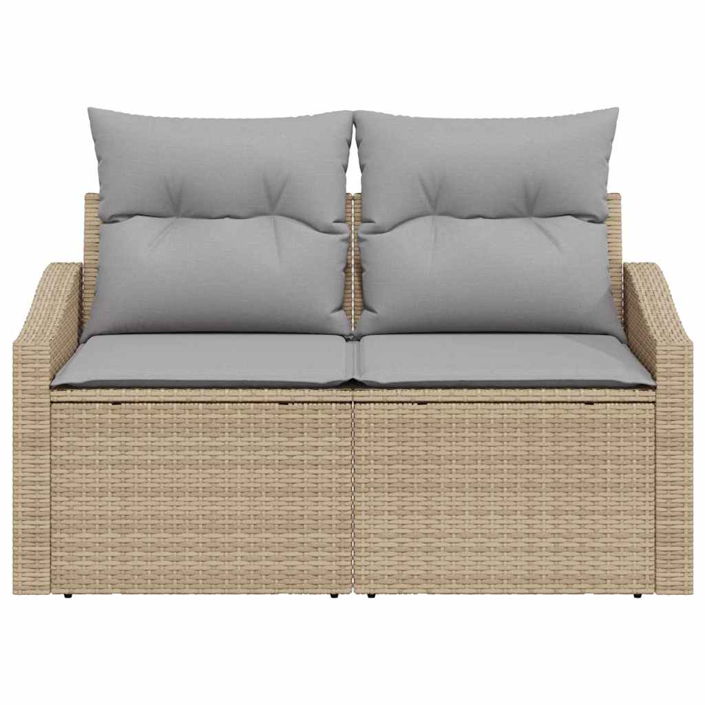 Sofá de jardim com almofada Bege 123 x 62 x 69cm vime PE