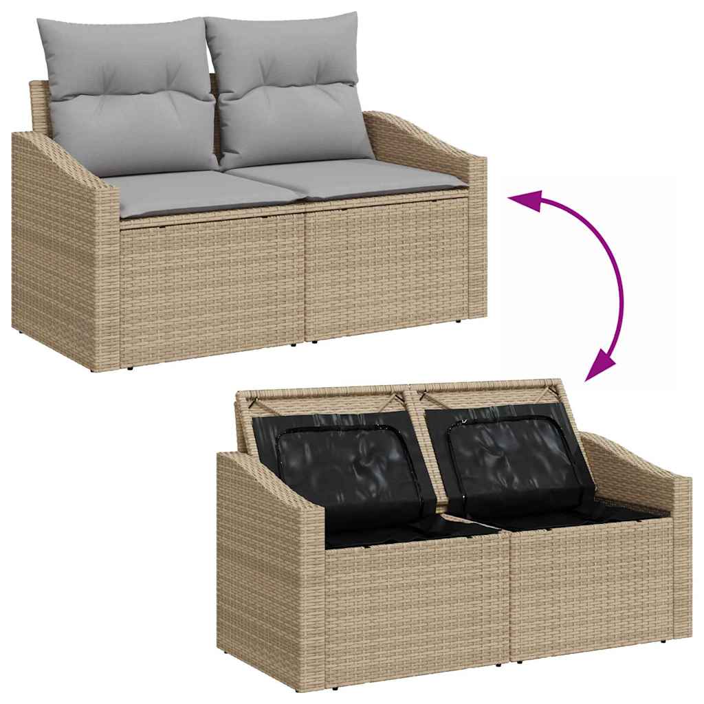 Sofá de jardim com almofada Bege 123 x 62 x 69cm vime PE