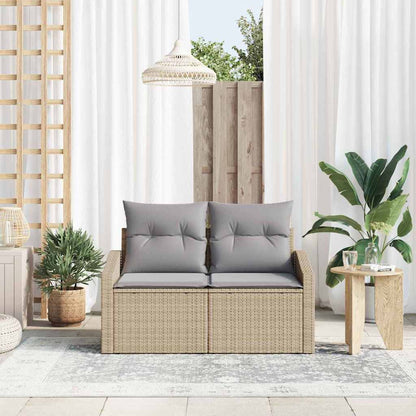 Sofá de jardim com almofada Bege 123 x 62 x 69cm vime PE