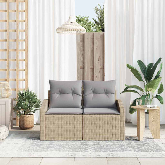 Sofá de jardim com almofada Bege 123 x 62 x 69cm vime PE
