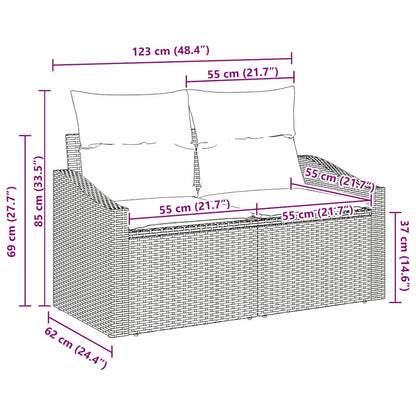Sofá de jardim com almofada Bege 123 x 62 x 69cm vime PE